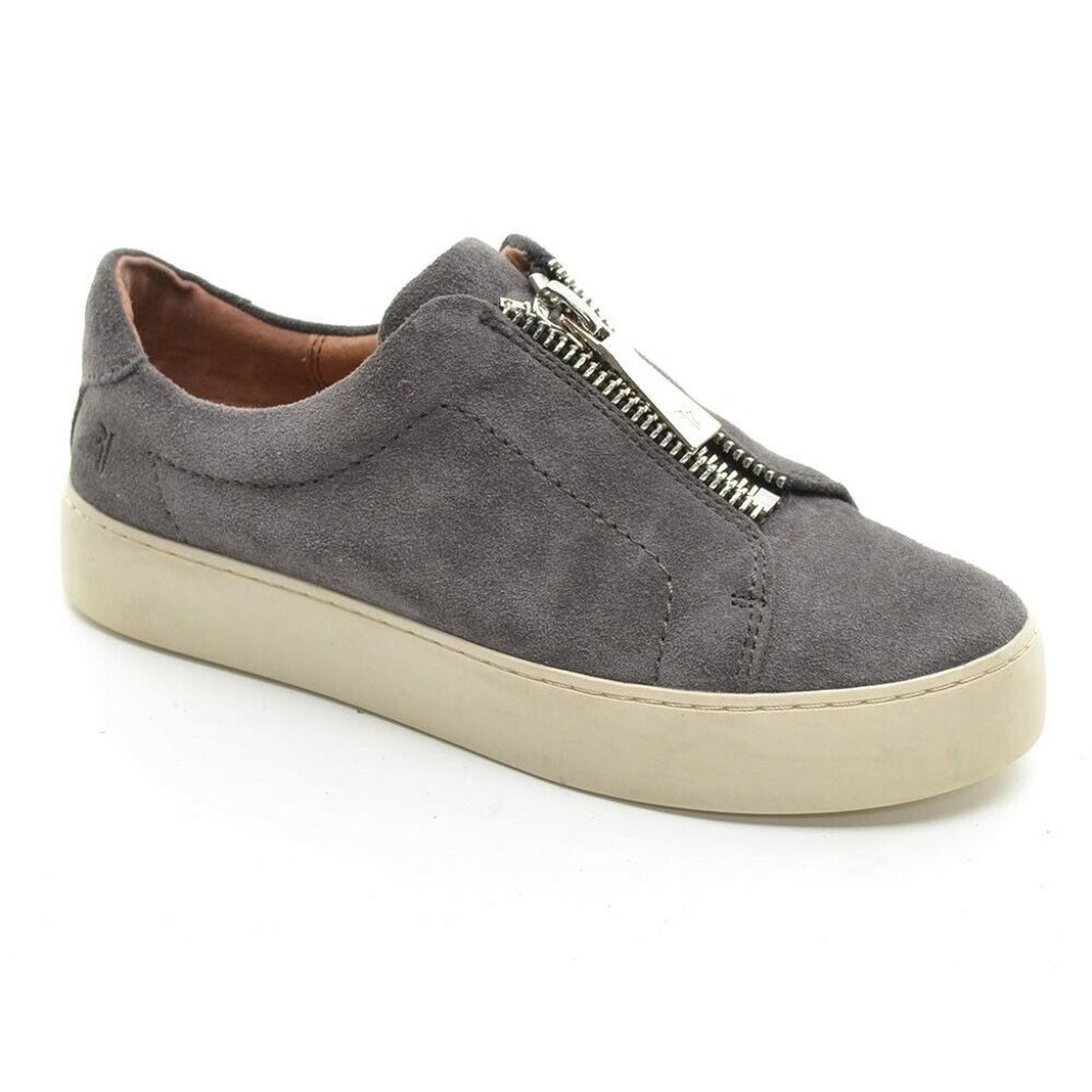 Frye Lena Zip Gray Suede Flats Low Sneakers 6 M